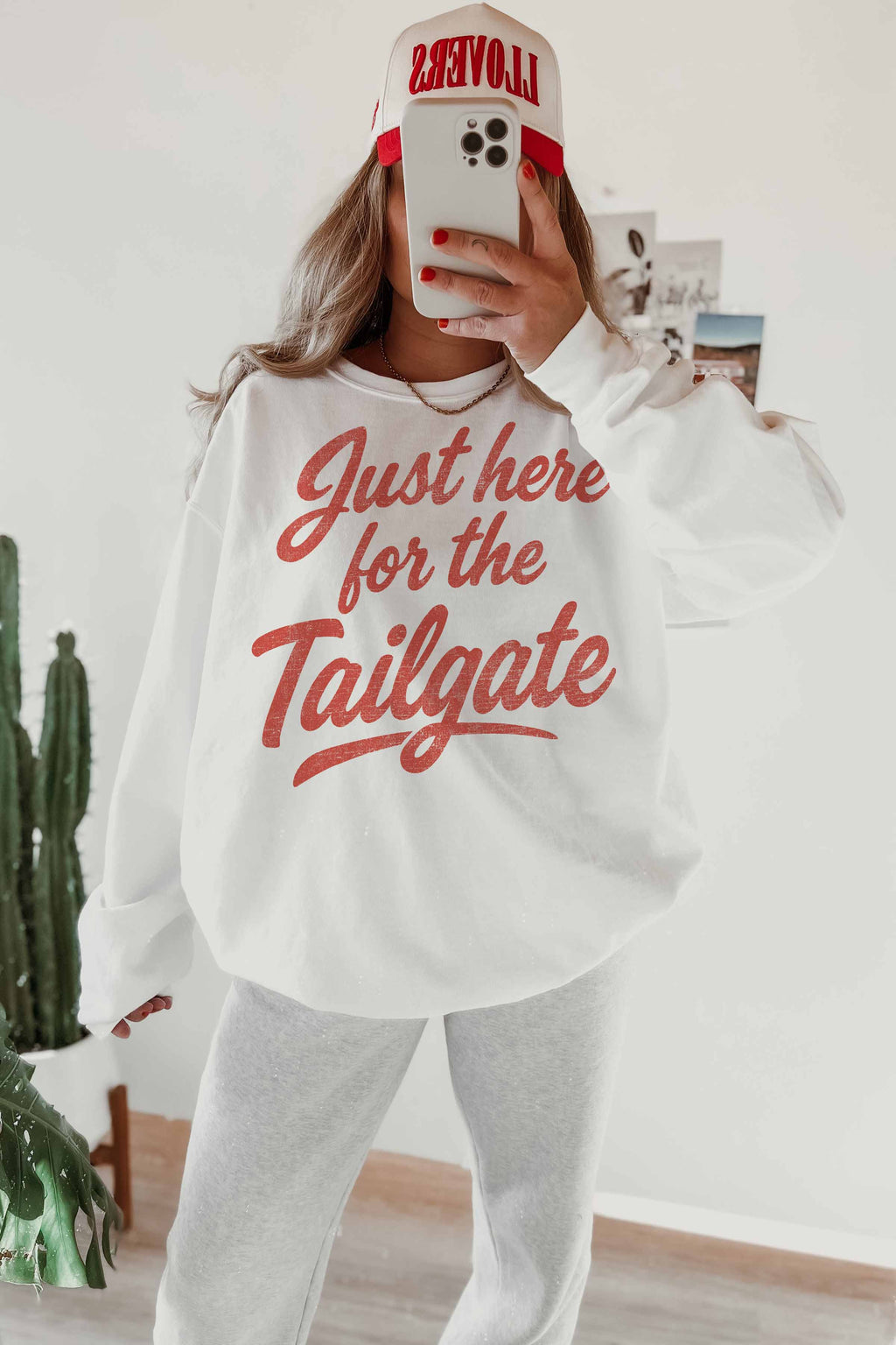 Just Here For The Tailgate Oversized Crewneck