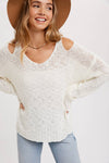 Cream Cold Shoulder Light Sweater