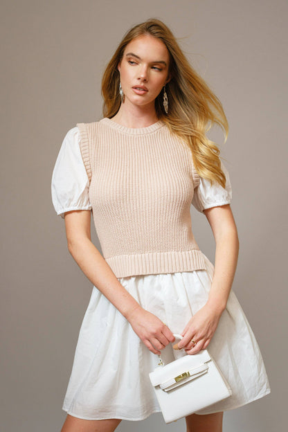 Puff Sleeve Sweater Mini Dress