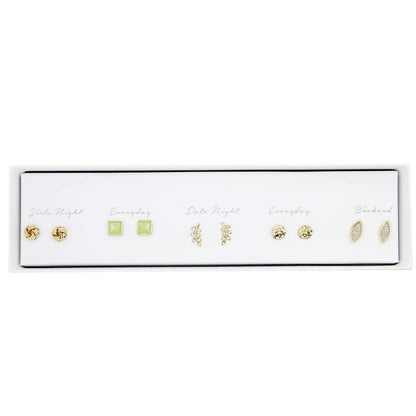 5 Pairs Multipack Stud Earrings Set with Gift Box