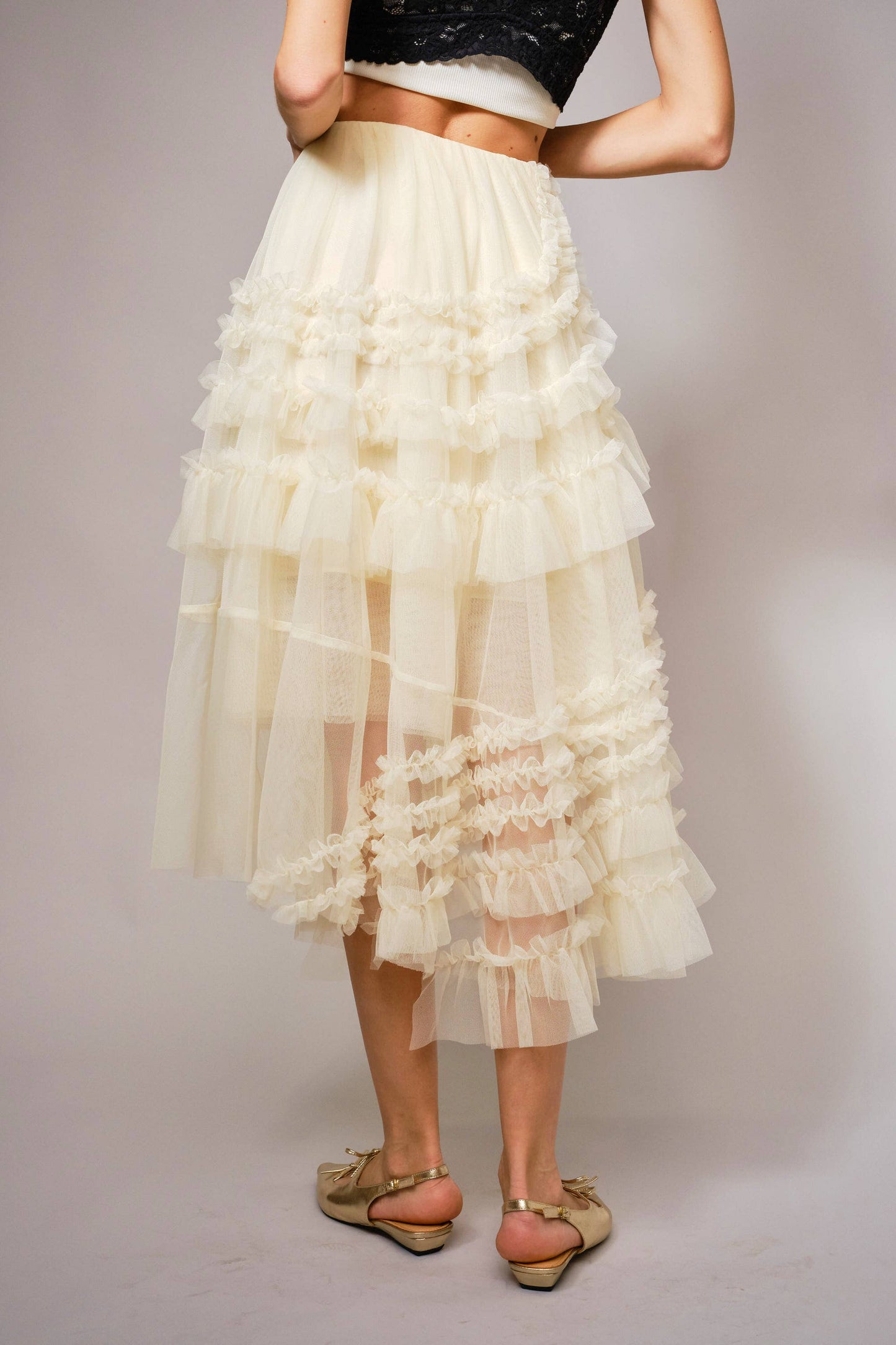Tulle Ruffle Maxi Skirt