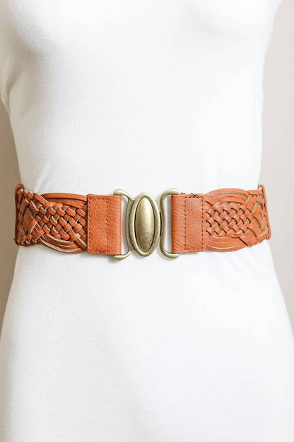Oval Buckle Braided Elastic Belt - Black, Brown & Camel 🤎