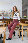 Artemis Vintage- Tummy Control Burgundy High Rise Flare Jeans