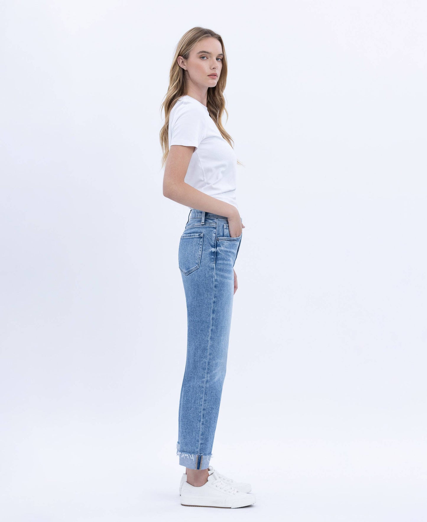 Flying Monkey- High Rise Cuffed Cropped Straight Jeans