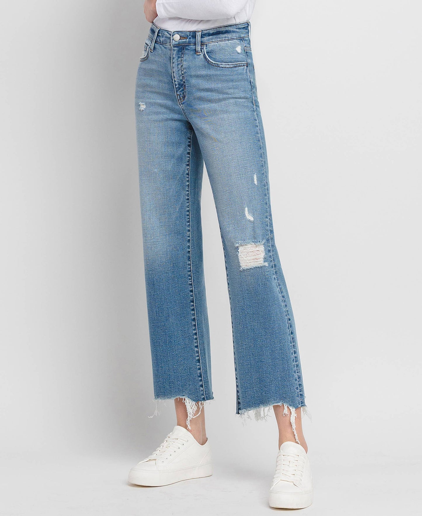 Flying Monkey - HIGH RISE DISTRESSED SLIM WIDE JEANS