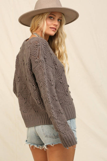 Crewneck Sweater Airy Open Stitching