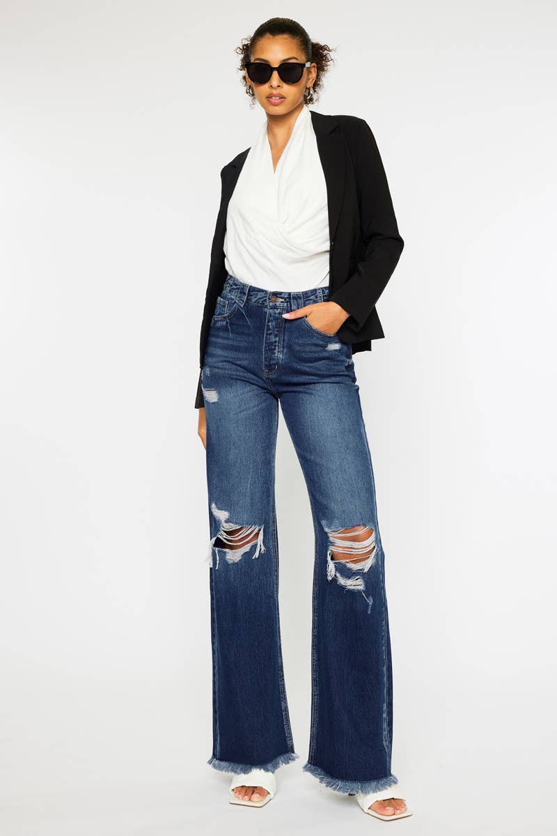 KanCan - 90s Ultra High Rise Fray Hem Flare