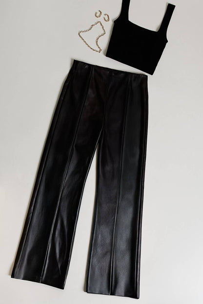 FADED FAUX LEATHER PANTS