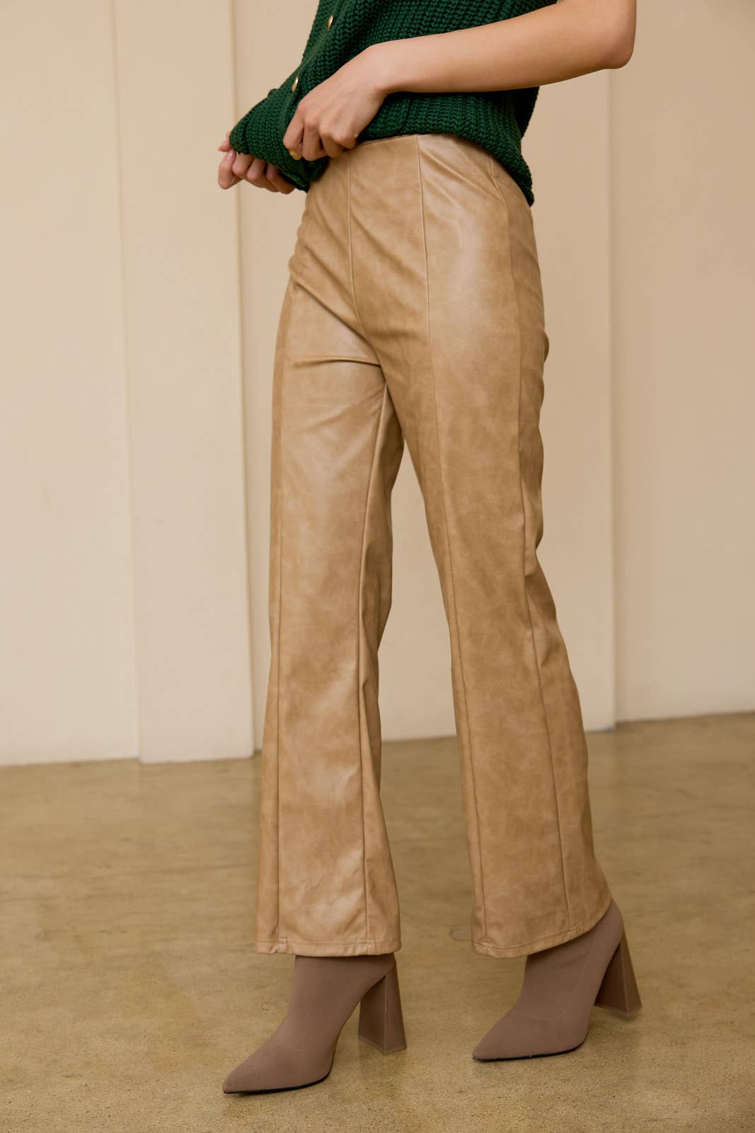 FADED FAUX LEATHER PANTS