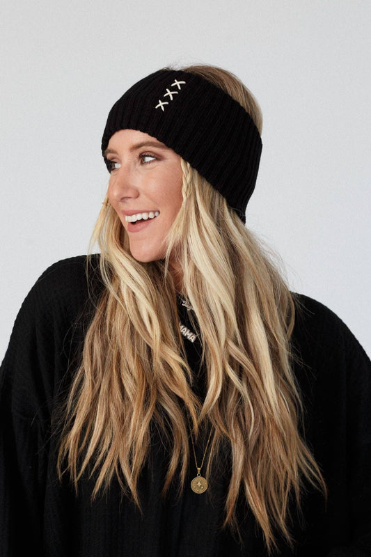 Sadia Embroidered Head Wrap - Black