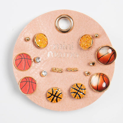 Sports Stud Earrings for Women - Basketball Assorted Set