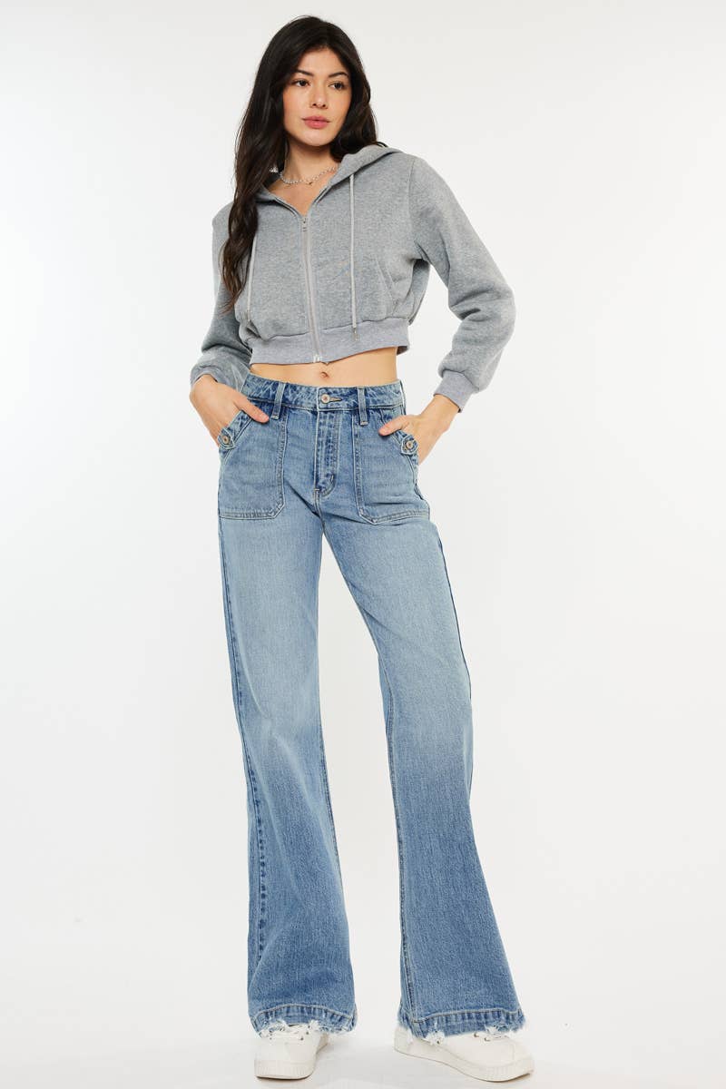 Kan can - high rise wide flare jeans
