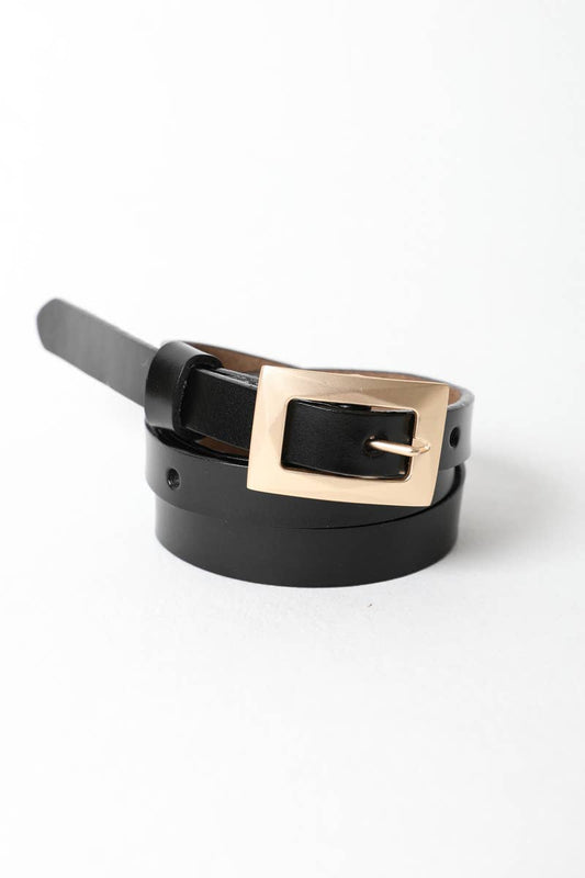 Skinny Belt with Gold Buckle