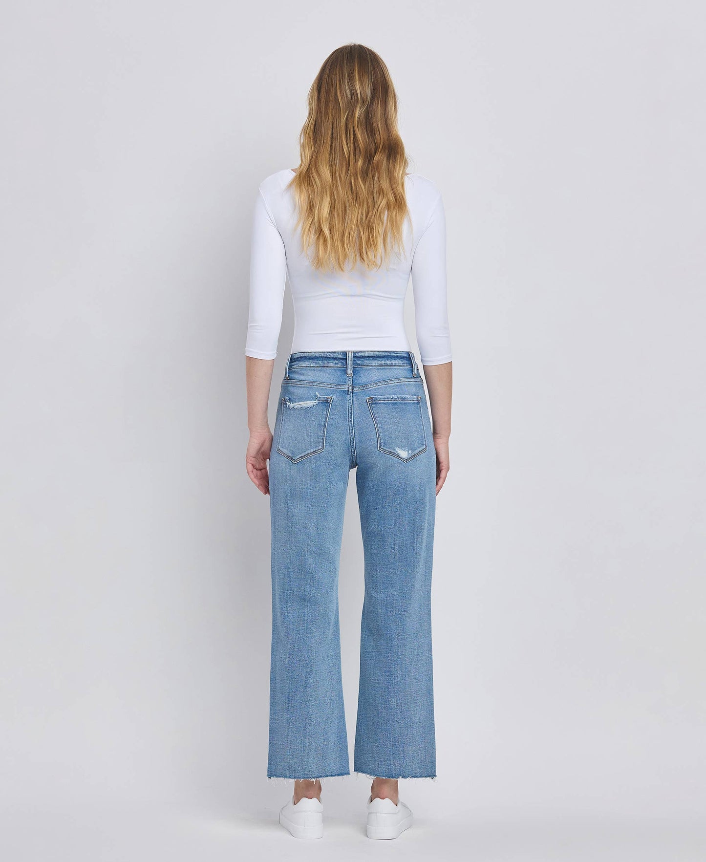 Flying Monkey- HIGH RISE CROP SLIM WIDE JEANS