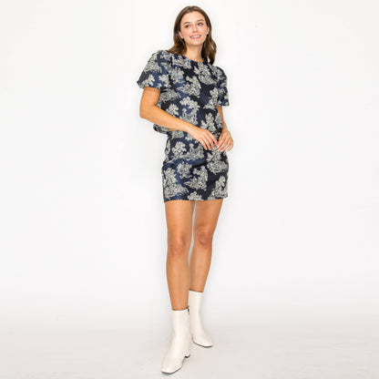 Toile jacquard pattern mini skirt