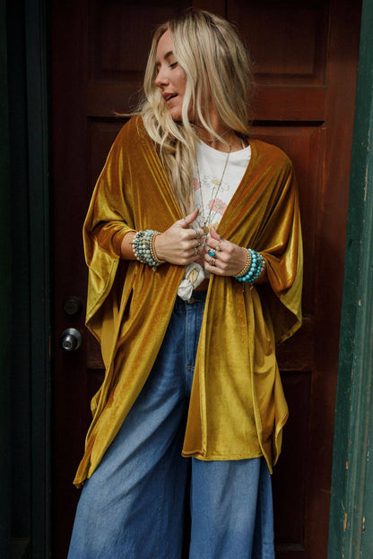 Savoy Velvet Kimono - Marigold