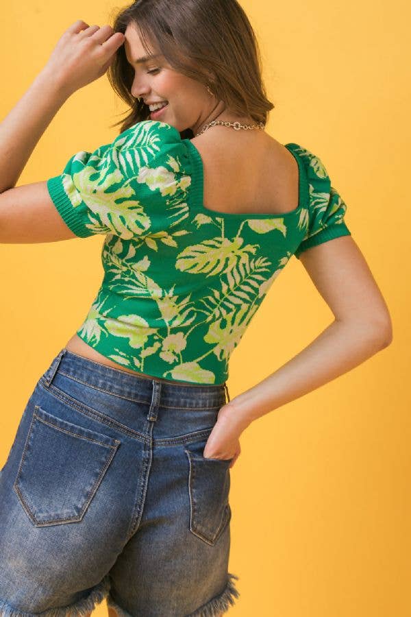 A jacquard sweater knit top