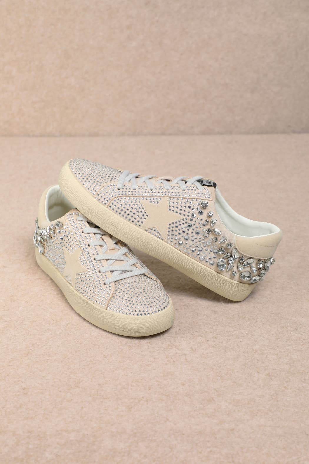 GOLDIE RHINESTONE EMBELLISHED STAR PATCH SNEAKERS