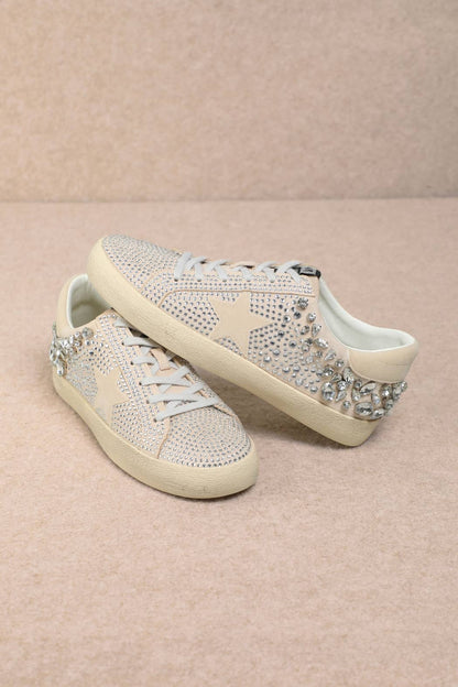 GOLDIE RHINESTONE EMBELLISHED STAR PATCH SNEAKERS