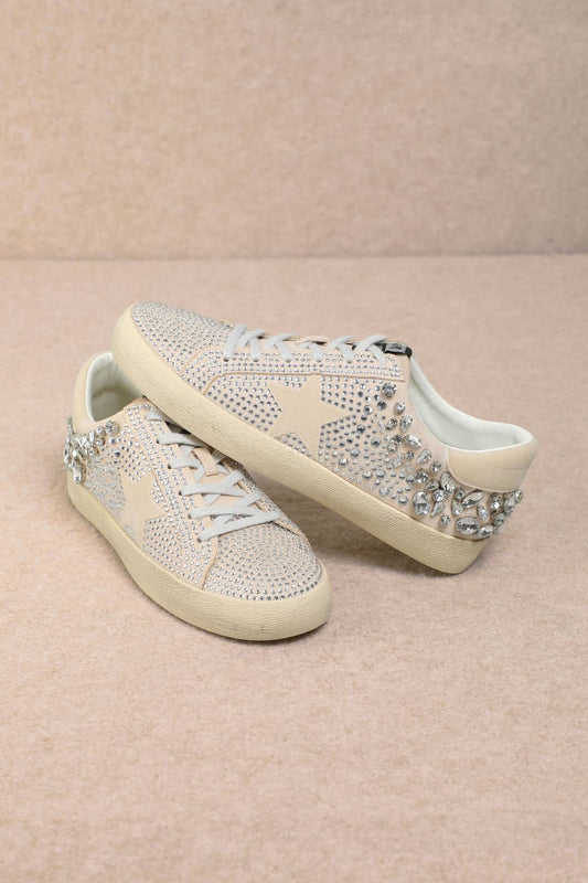 GOLDIE RHINESTONE EMBELLISHED STAR PATCH SNEAKERS