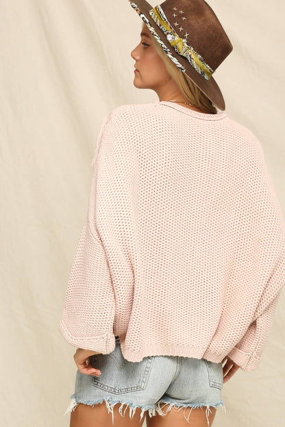 Oversized soft Knit Pullover Sweater with fringe