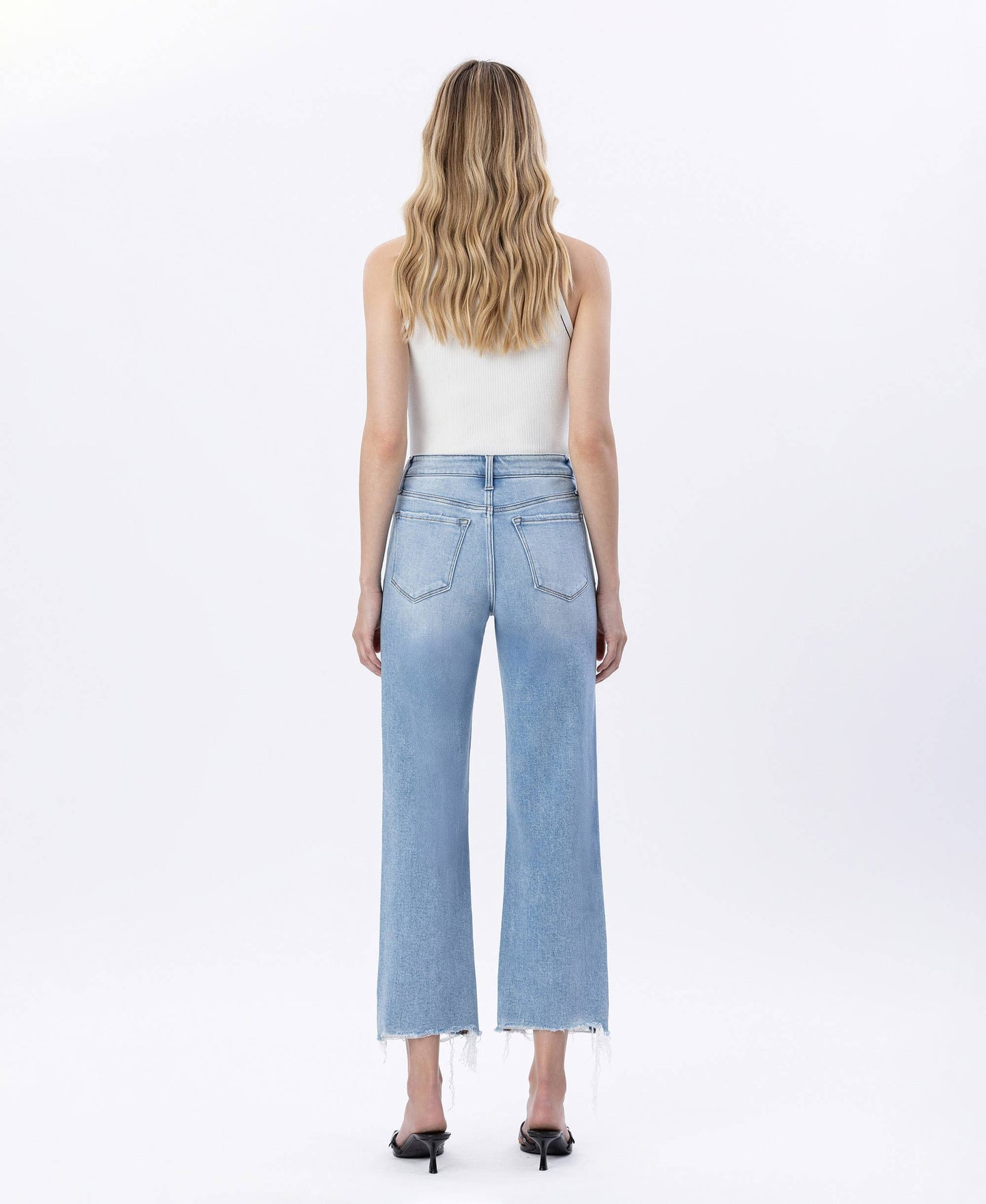 Flying Monkey - HIGH RISE DISTRESSED CROP SLIM WIDE JEANS