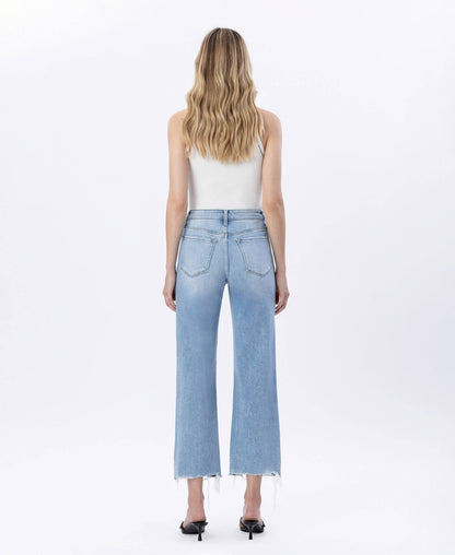 Flying Monkey - HIGH RISE DISTRESSED CROP SLIM WIDE JEANS