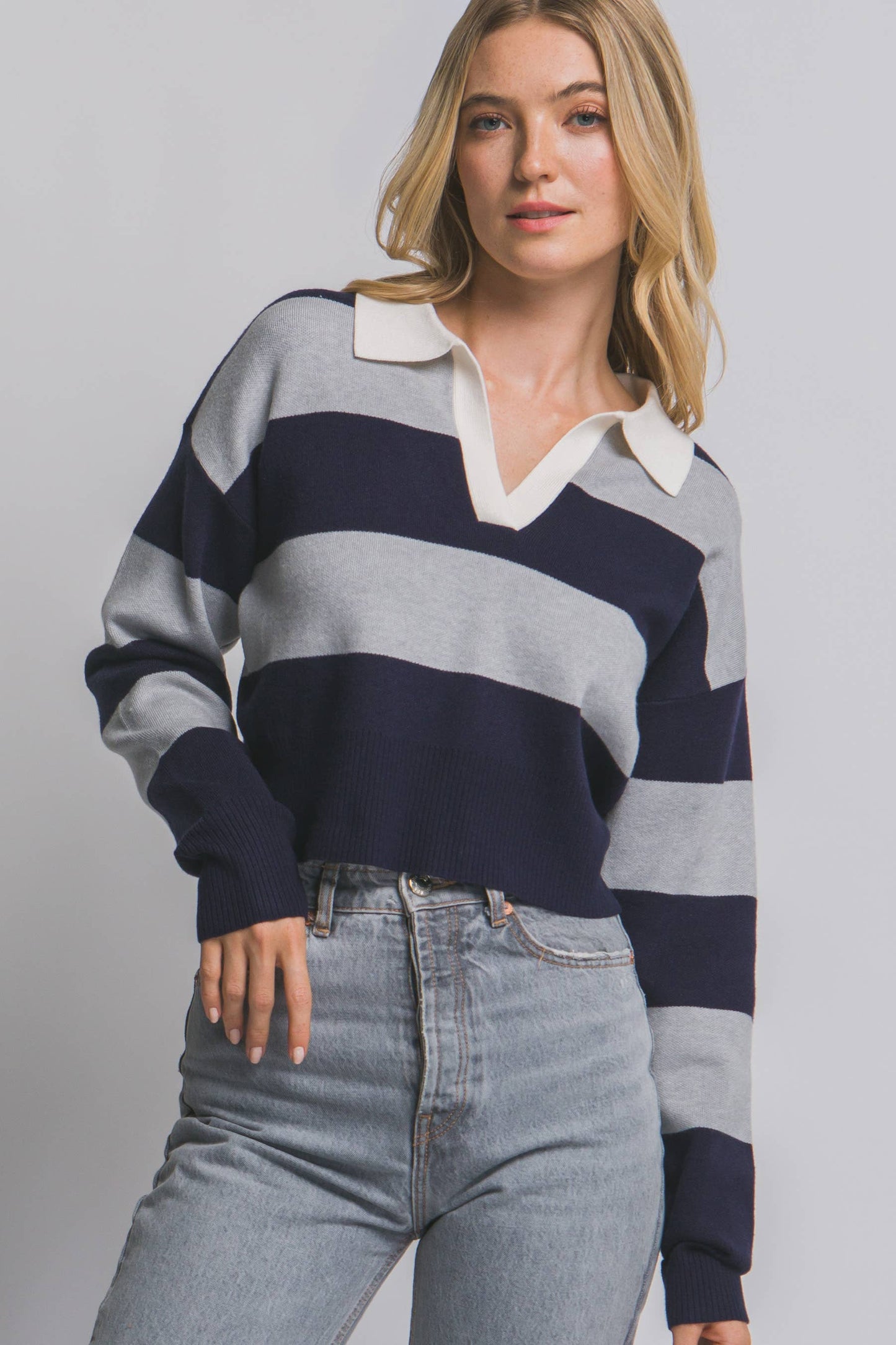 Striped Polo Sweater