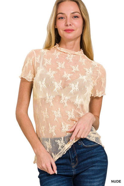 Lace See-through Layering Stretch Top