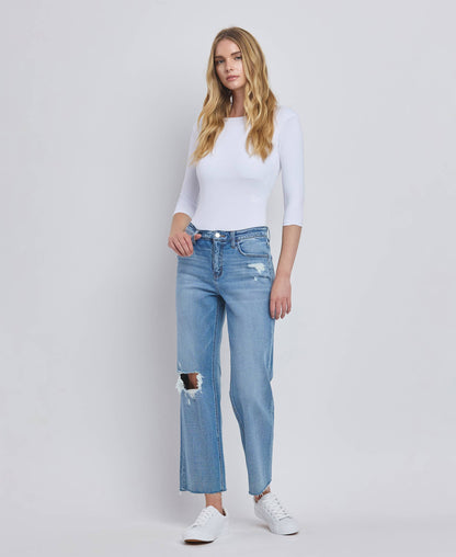 Flying Monkey- HIGH RISE CROP SLIM WIDE JEANS