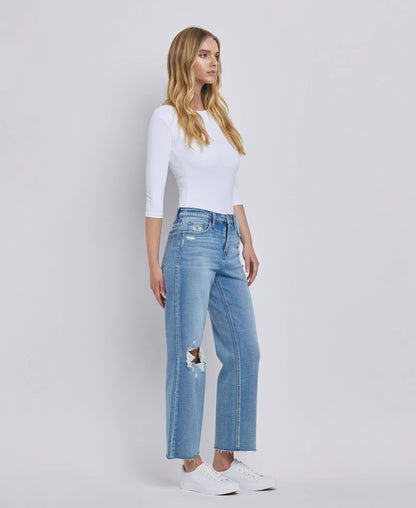 Flying Monkey- HIGH RISE CROP SLIM WIDE JEANS