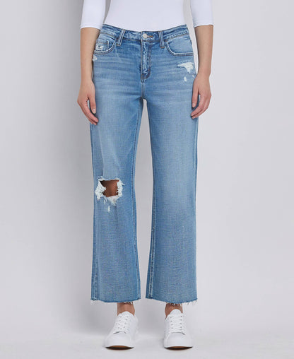 Flying Monkey- HIGH RISE CROP SLIM WIDE JEANS