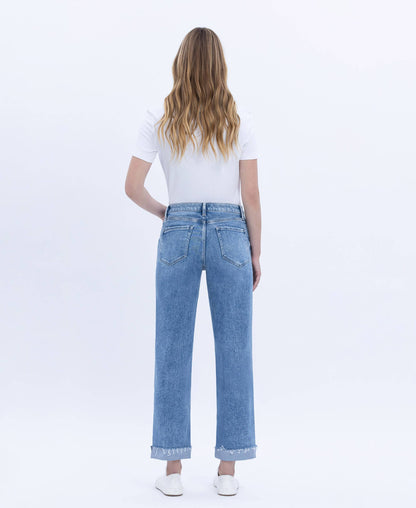 Flying Monkey- High Rise Cuffed Cropped Straight Jeans