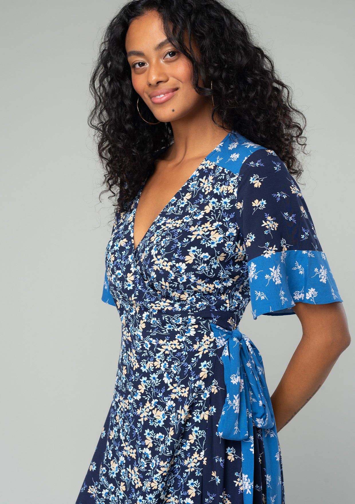 Floral Short Sleeve Wrap Maxi Dress