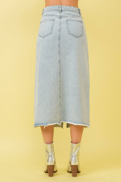 Sparkle Studded Slit Center Midi Skirt