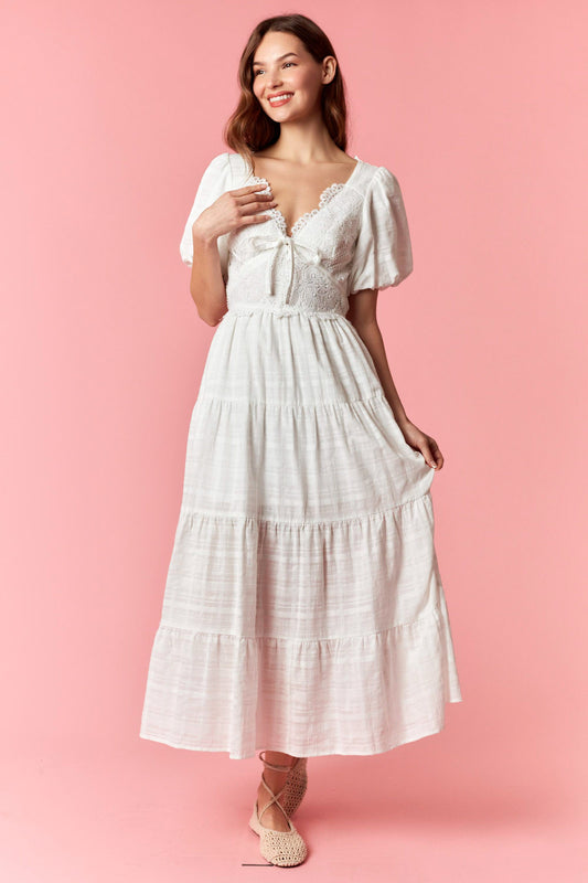 Peach Love Linen Woven Bow Dress