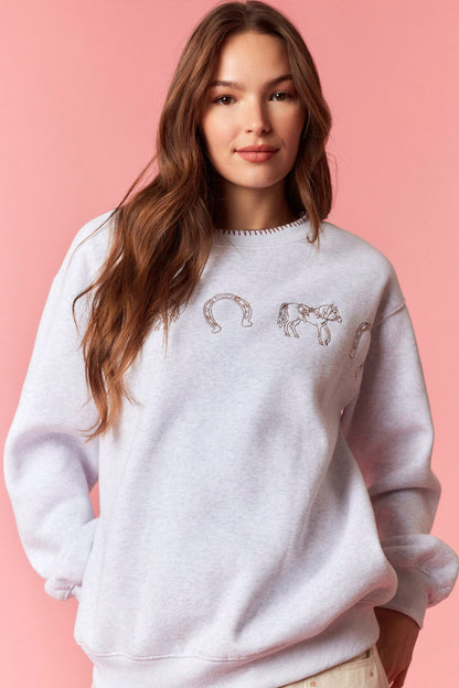 Peach Love Horseshoe Stitch sweatshirt