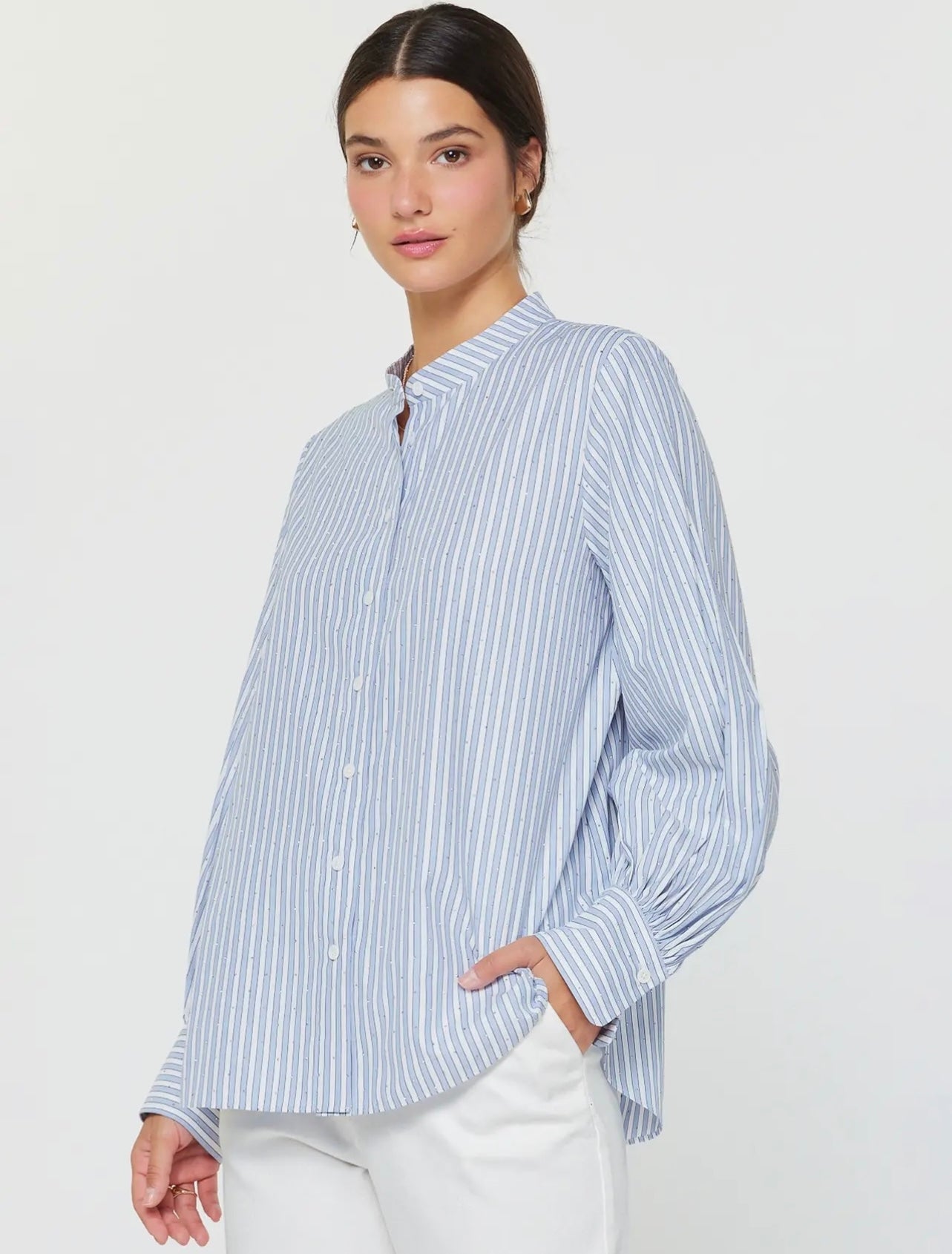 Mandarin Collar Rhinestone Top