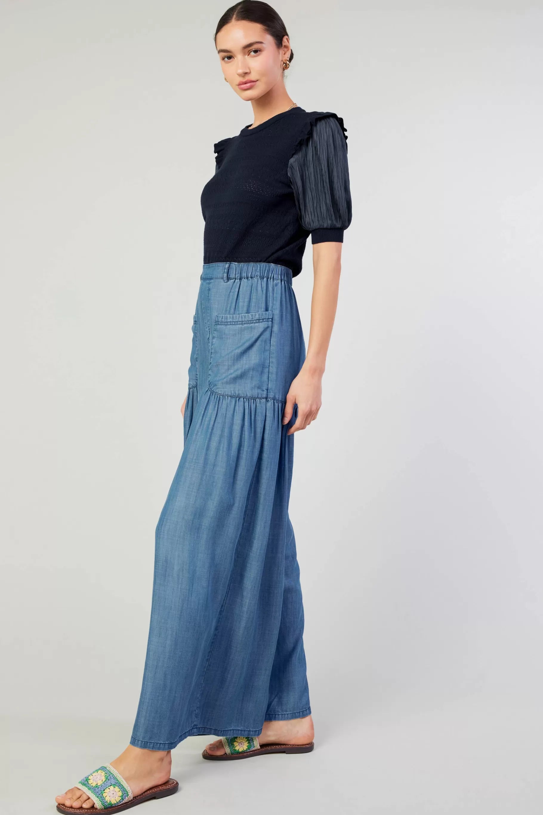 Tara Chambray Tiered Pants
