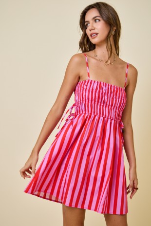 Day+Moon Red and Pink Striped Dress